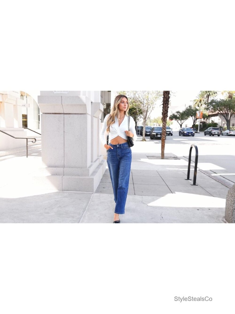 Women's High Rise Wide Leg Stretch Denim Jeans Casual - Picture 6 of 6